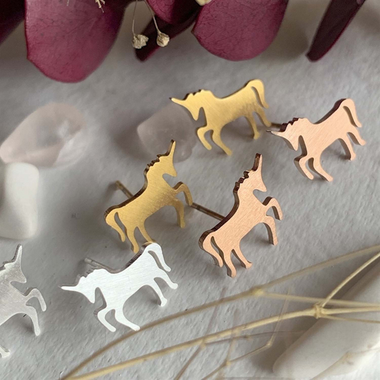 Tesias Unicorn Silhouette Stud Earrings