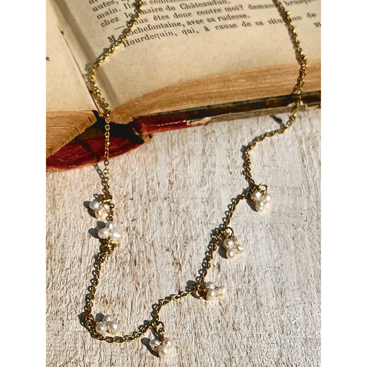 Gemstone Floral Chain Necklace