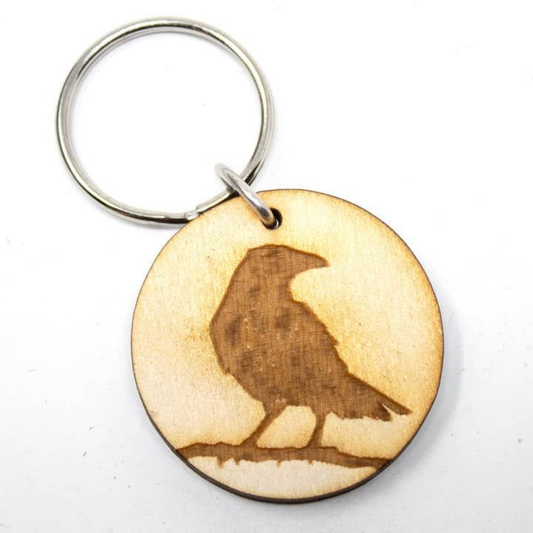 Raven Wooden Keychain