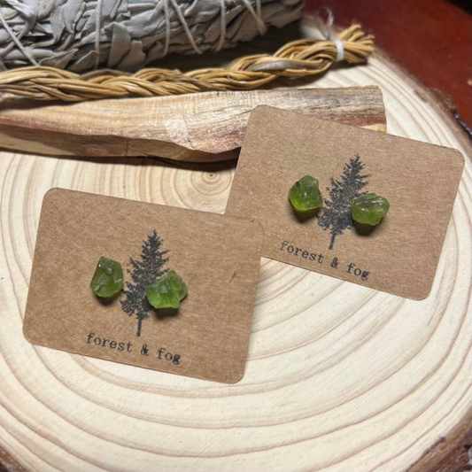 Raw Peridot Gemstone Studs