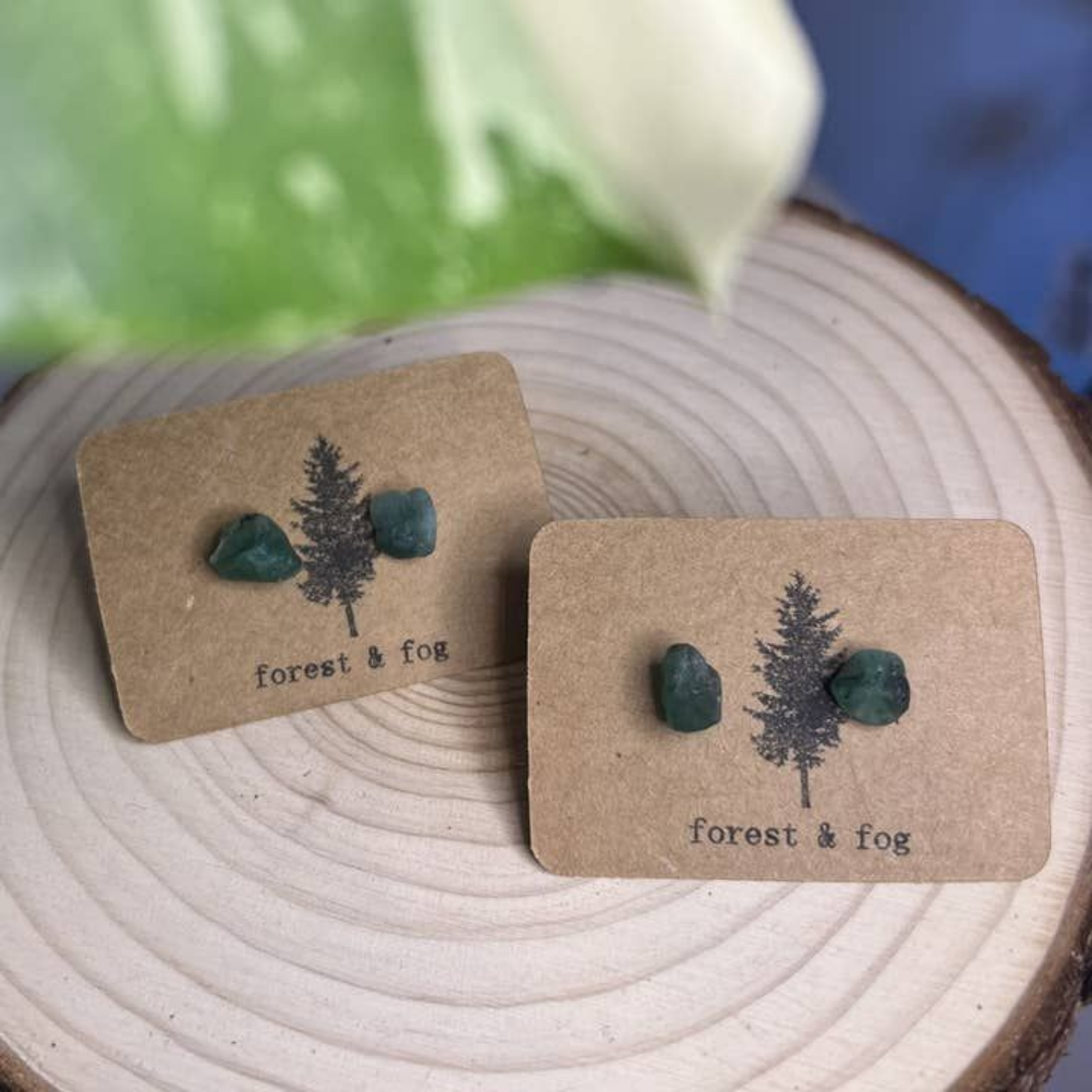 Raw Emerald Gemstone Studs