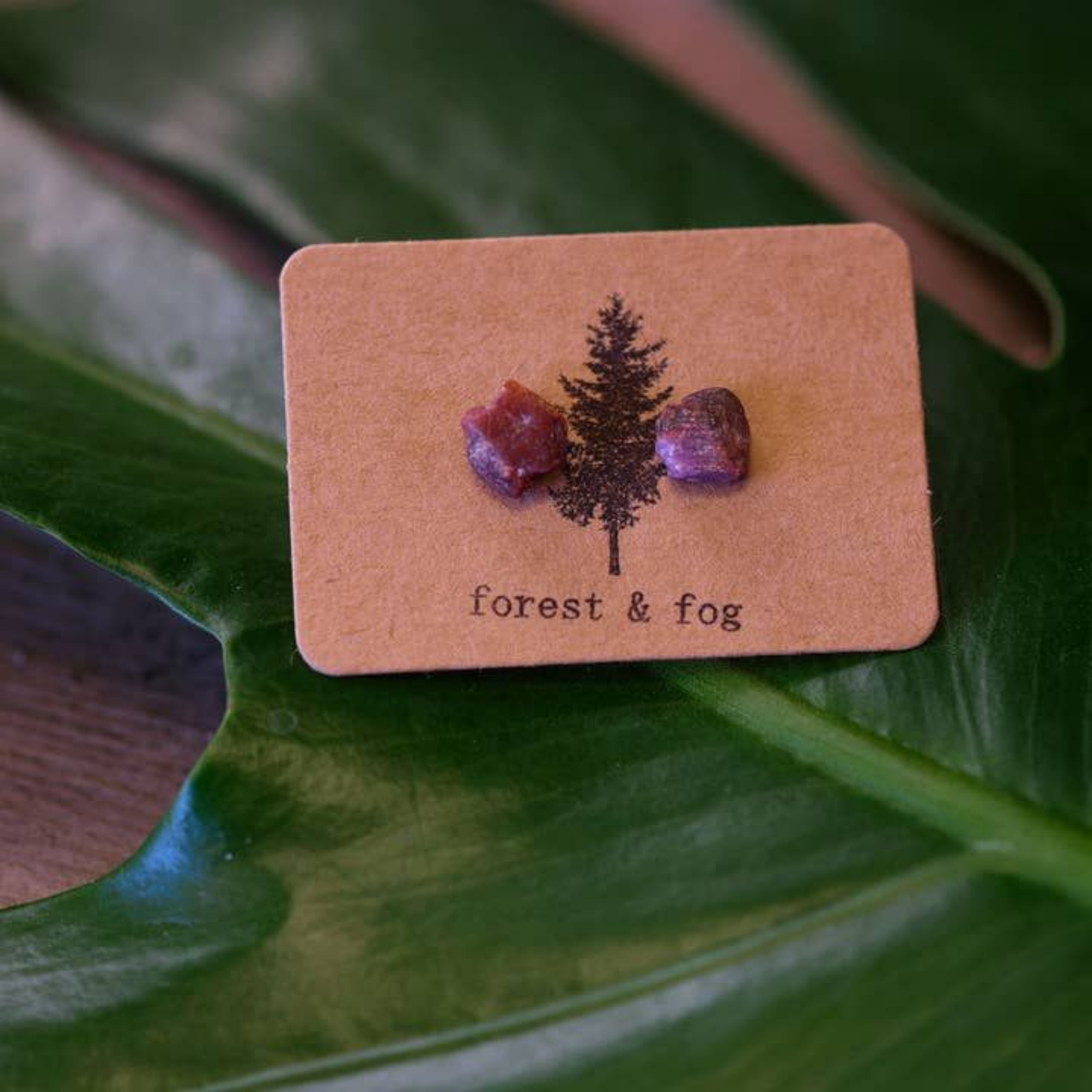 Raw Ruby Gemstone Studs