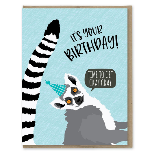 Cray Cray Lemur Birthday Card