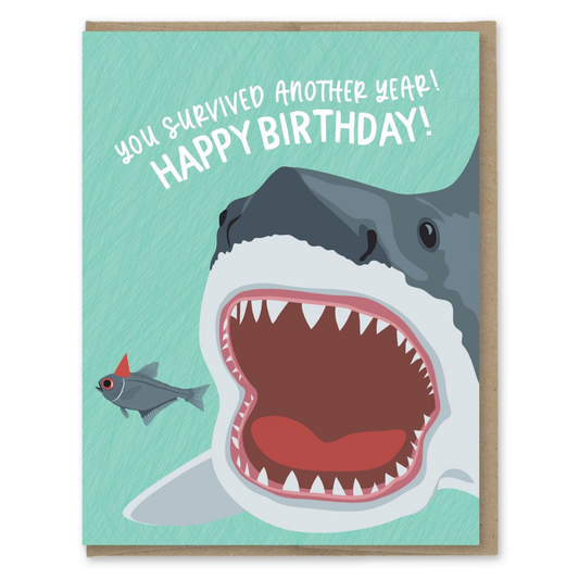 Survived Shark Birthday Card