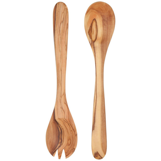 Olive Wood Flat Salad Servers