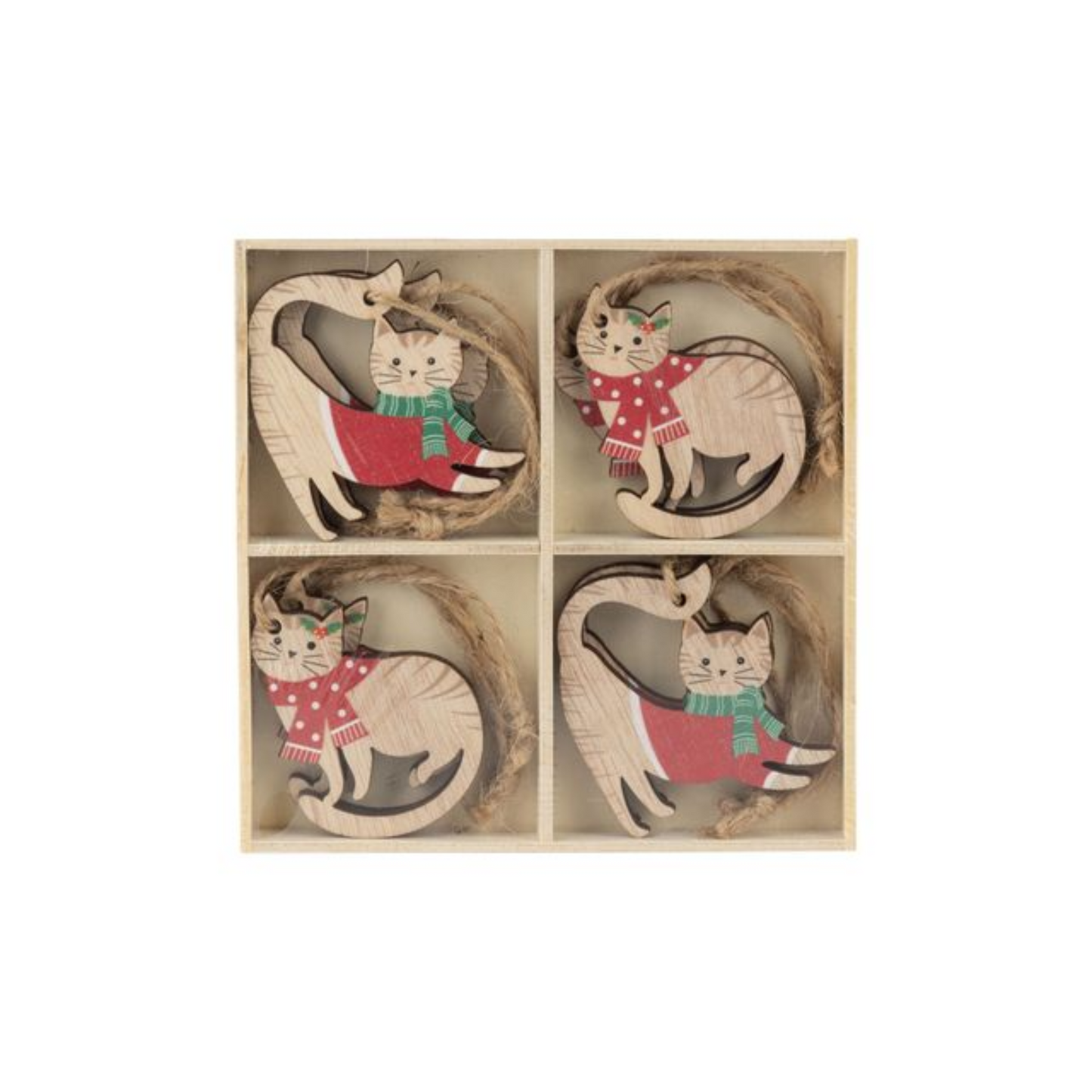 Kitty Wood Ornament Set