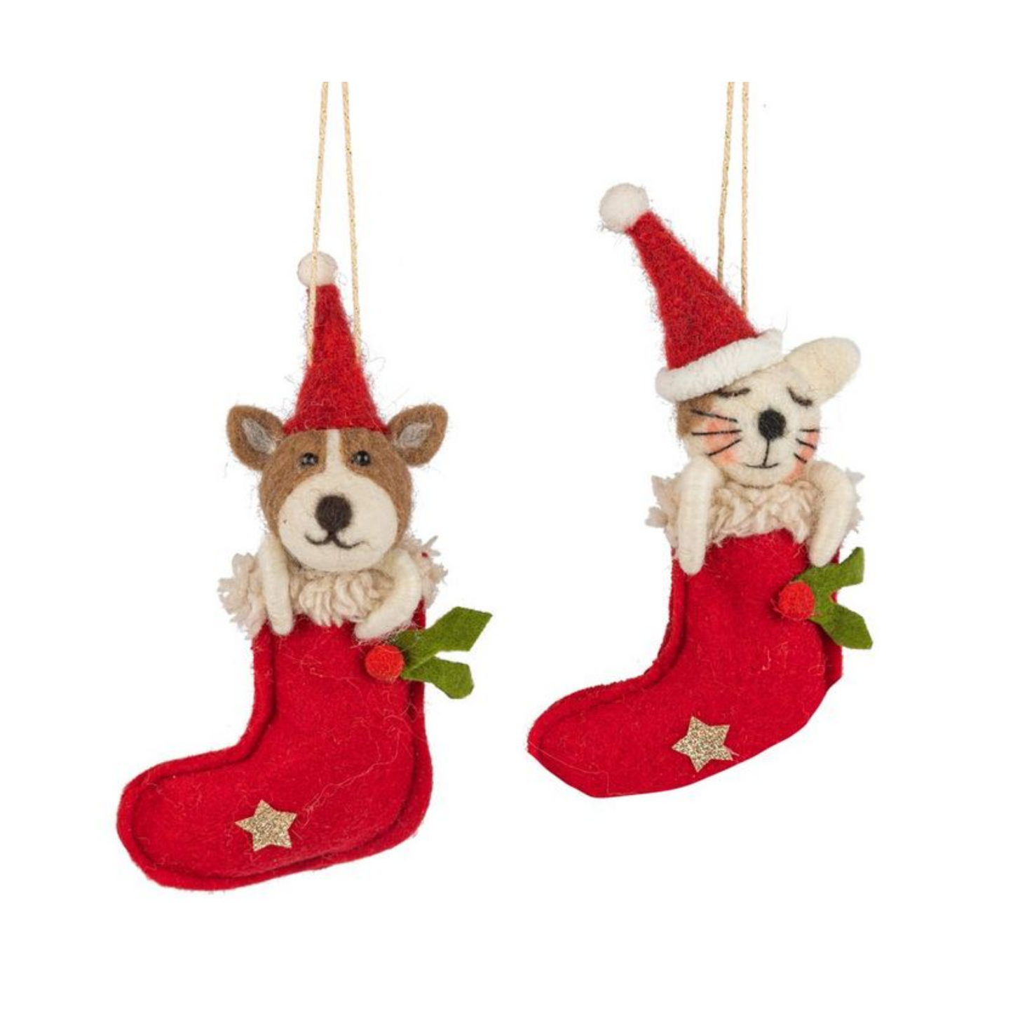 Animal in Christmas Stocking Felt Ornament