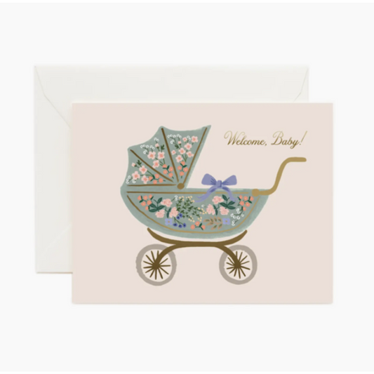 Floral Pram Baby Card