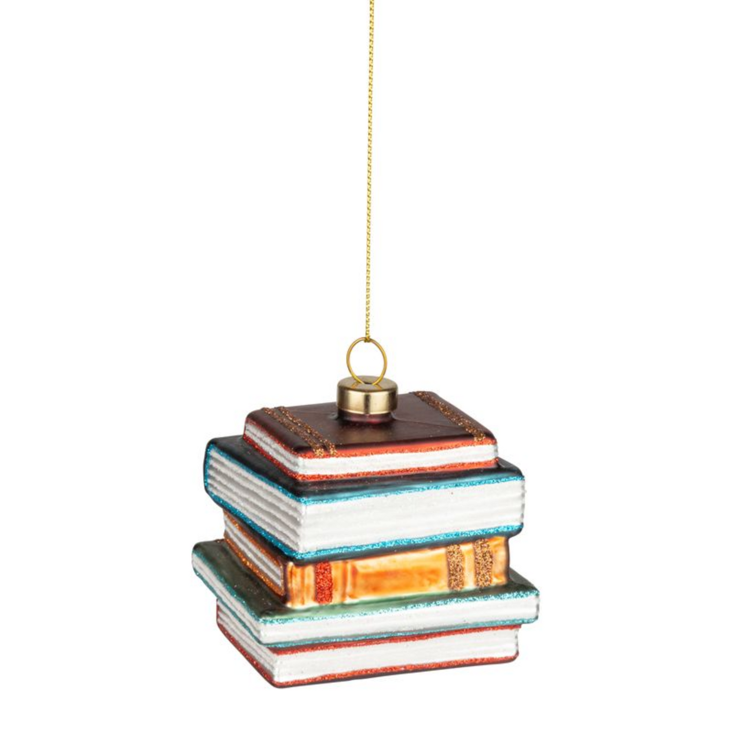 Book Stack Glass Ornament