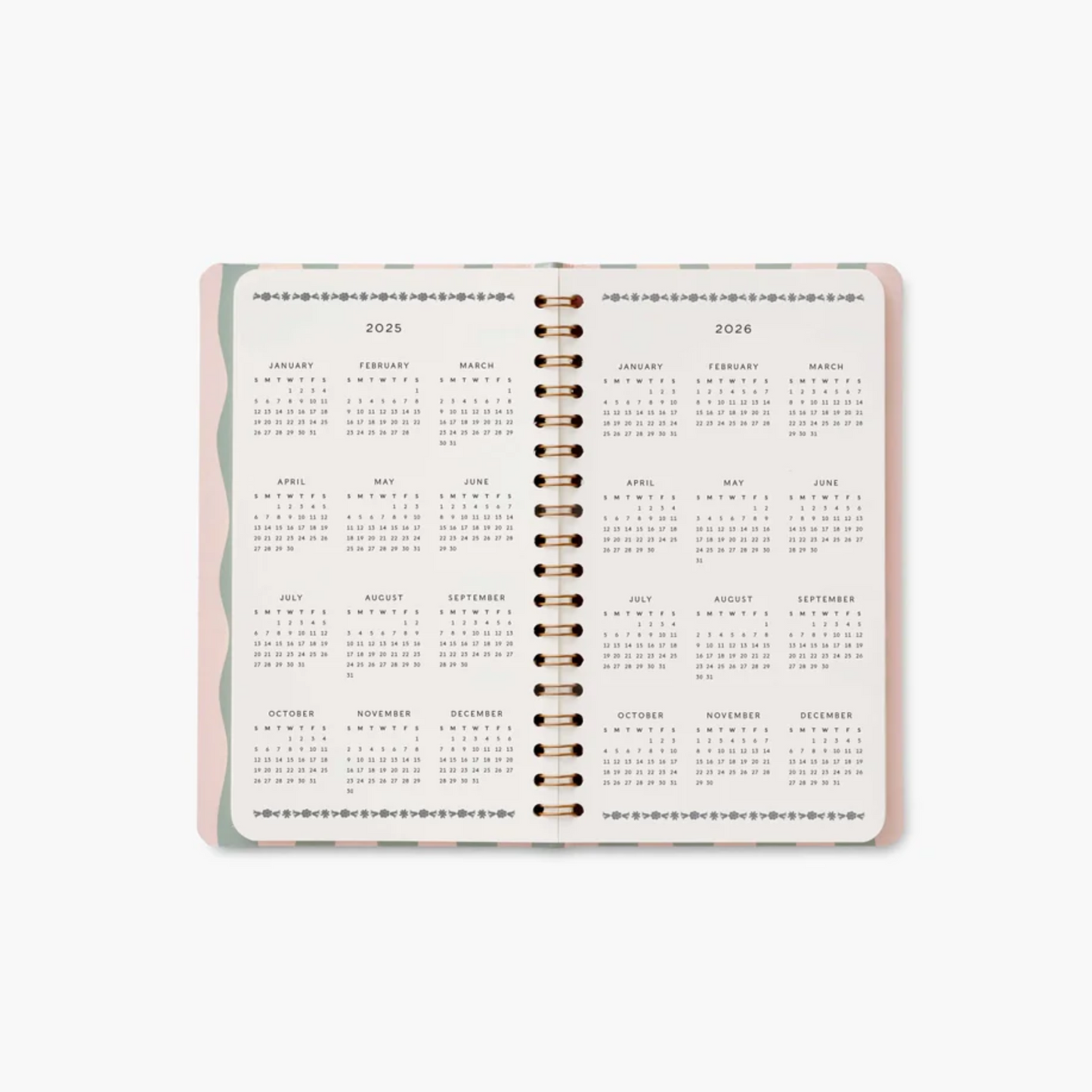 12 Month Roses Spiral Pocket Planner 2025