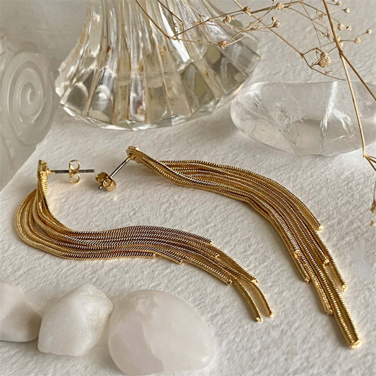 Sentinel Cascading Multi-Chain Drop Stud Earrings