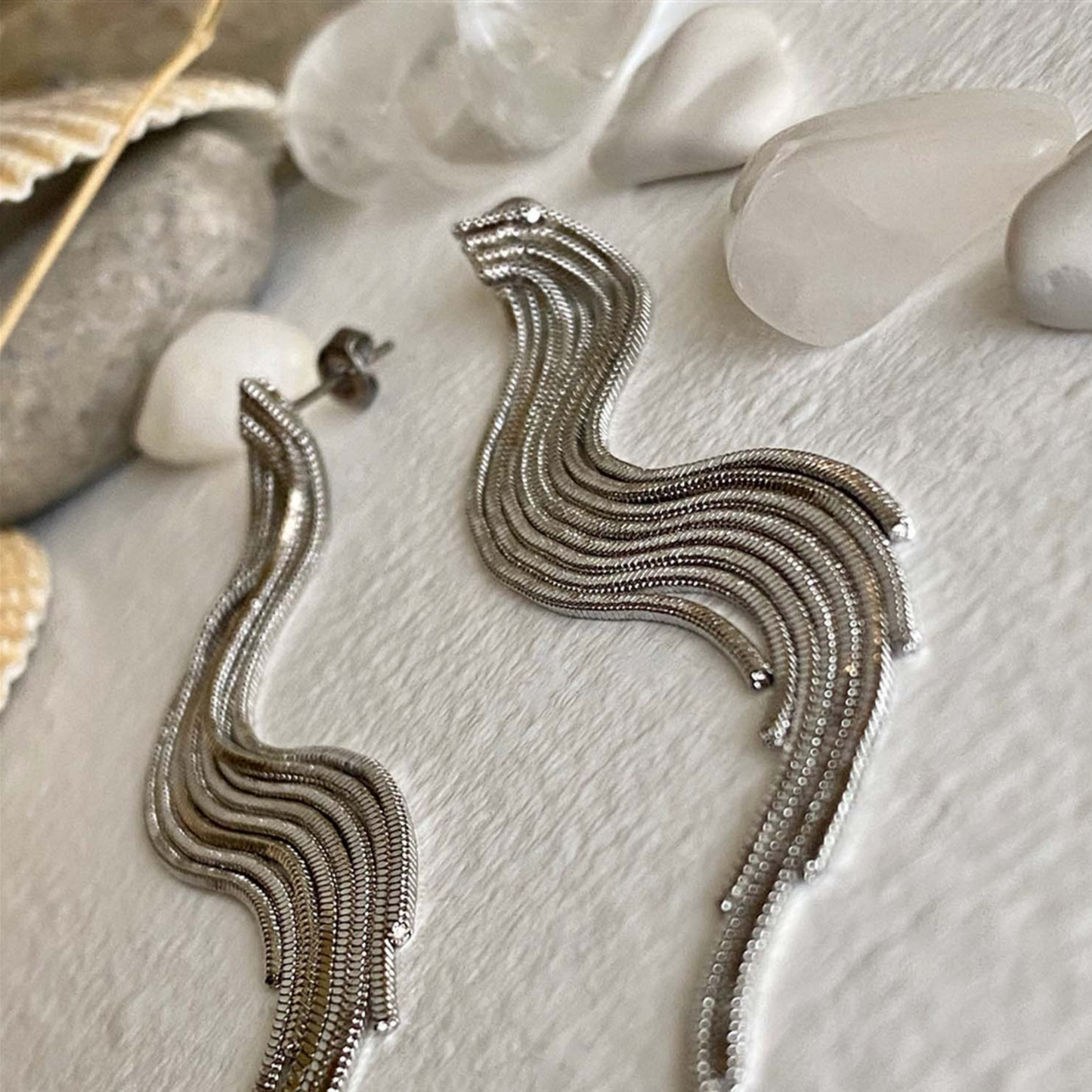 Sentinel Cascading Multi-Chain Drop Stud Earrings