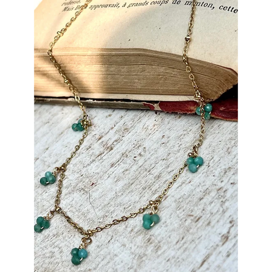Gemstone Floral Chain Necklace