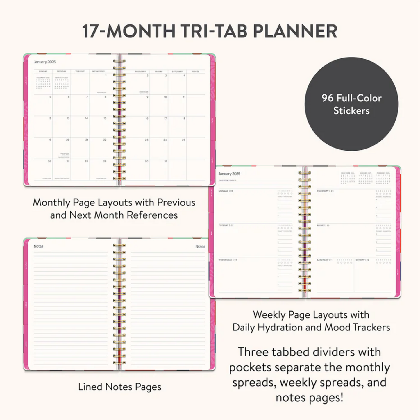 2025 Summer Poppies Tri-Tab Planner