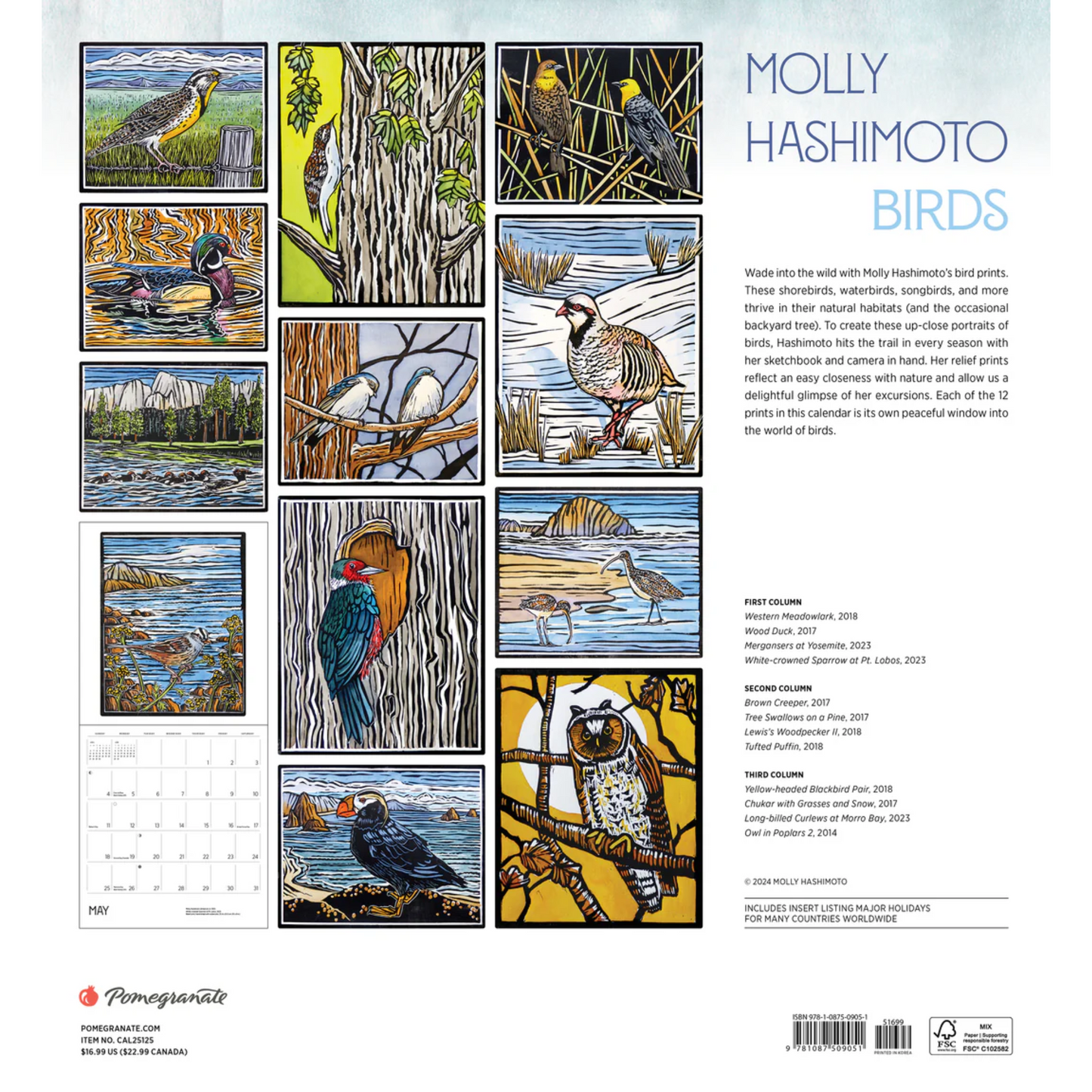 Molly Hashimoto Birds 2025 Wall Calendar