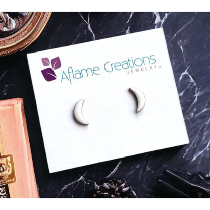 Tiny Moon Stud Earrings