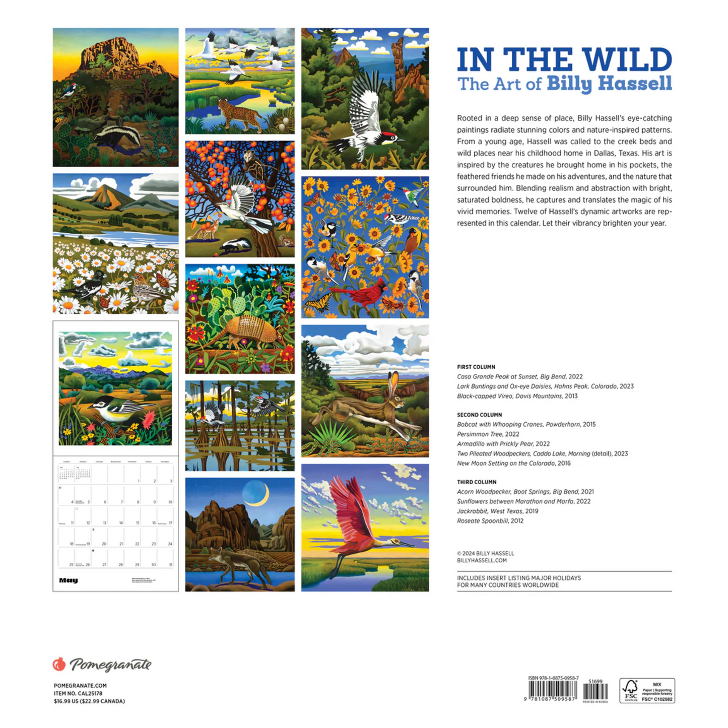 In the Wild: The Art of Billy Hassell 2025 Wall Calendar