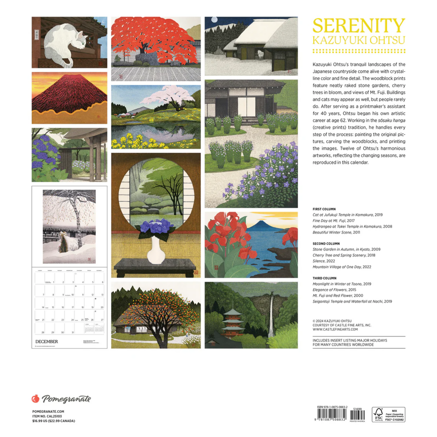 Serenity: Kazuyuki Ohtsu 2025 Wall Calendar