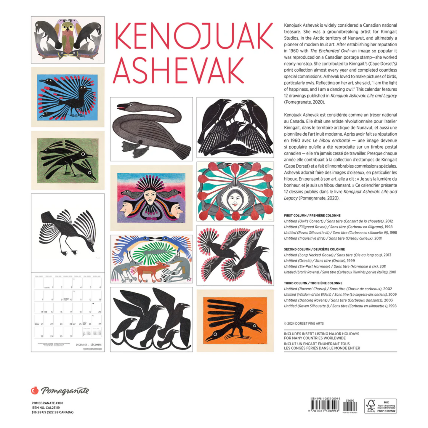 Kenojuak Ashevak 2025 Wall Calendar