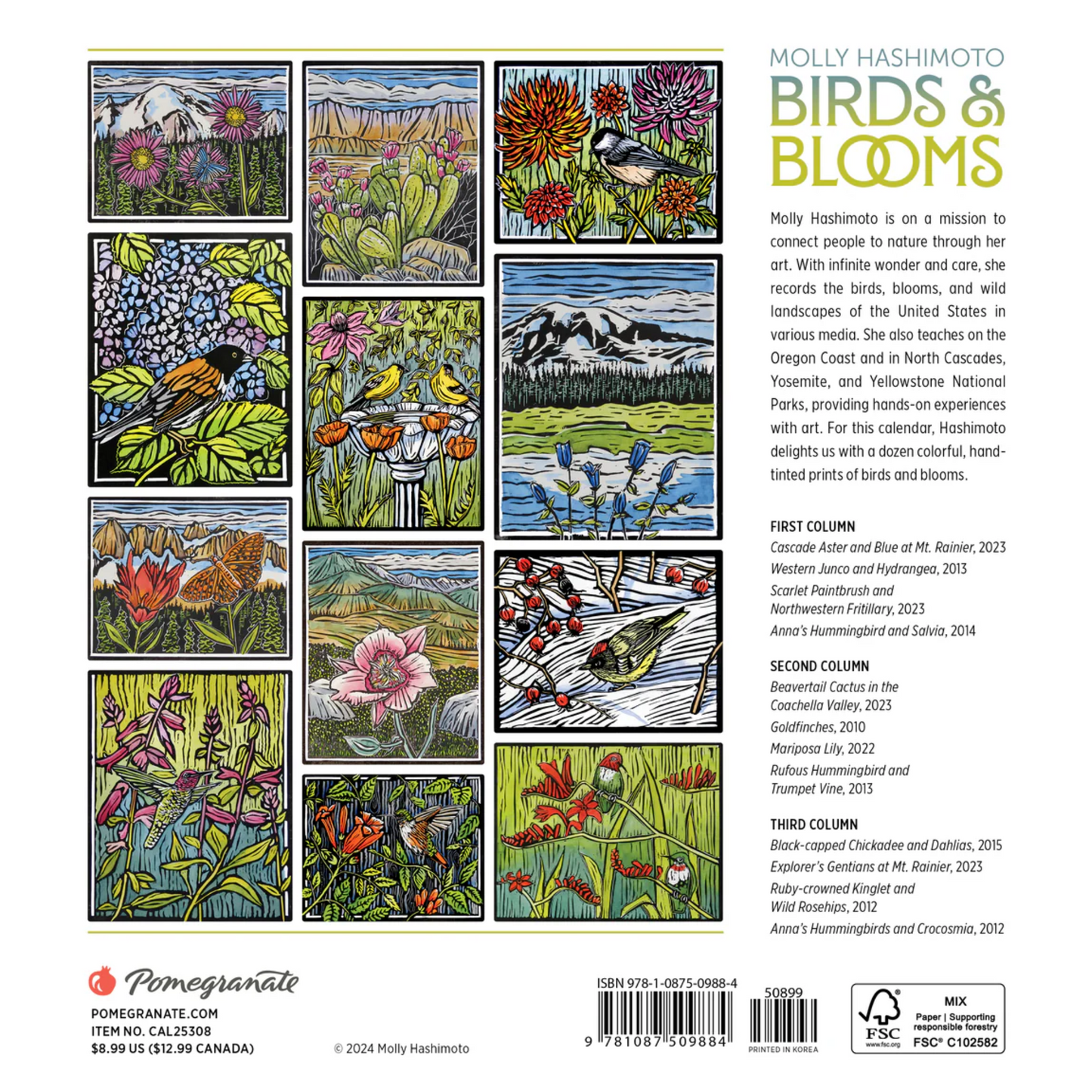 Molly Hashimoto: Birds & Blooms 2025 Mini Calendar