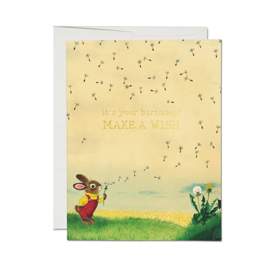 Bunny and Dandelion Birthday Card