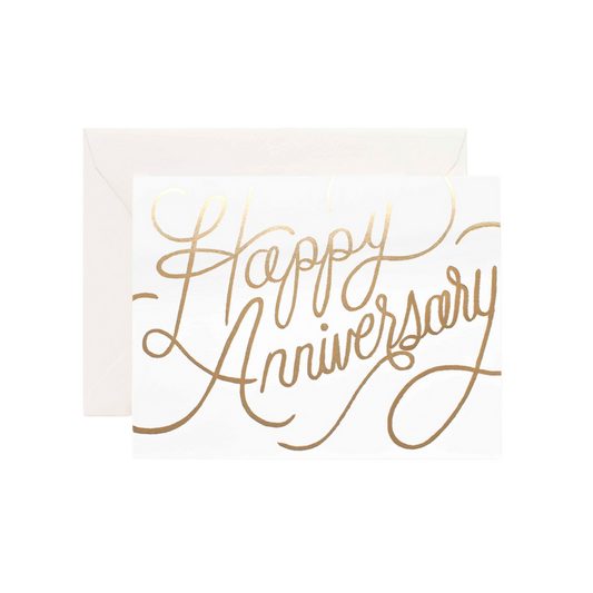 Gold Script Anniversary Card