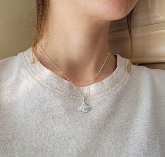 Mini Ginkgo Leaf Pendant Necklace