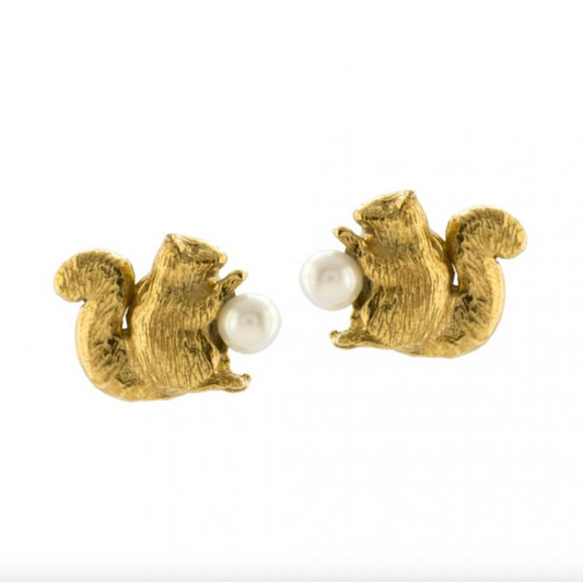 Alex Monroe Squirrel + Pearl Studs
