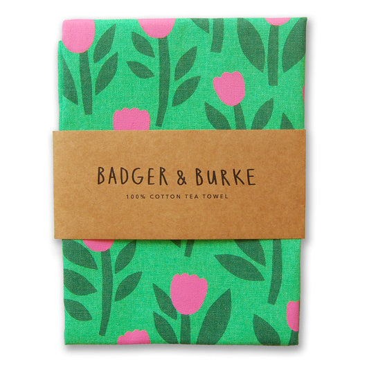 Tulip Green Tea Towel