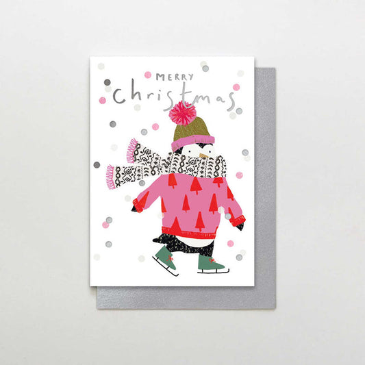 Ice Skating Penguin Card