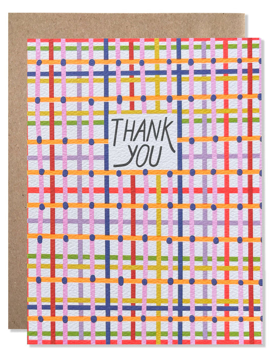 Neon Plaid Thank You Cards (Set of 8)