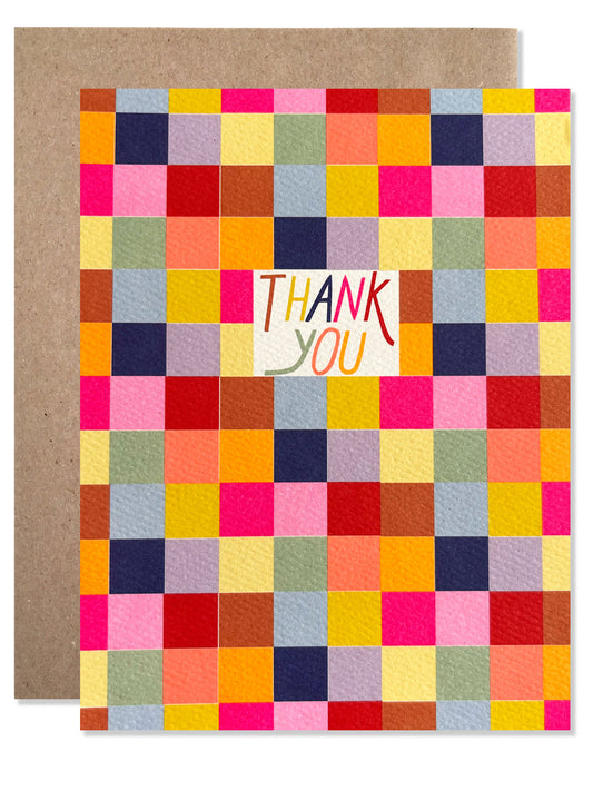 Neon Checkered Thank You Cards (Set of 8)
