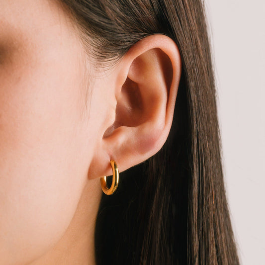 Tube Hoop Gold Earrings