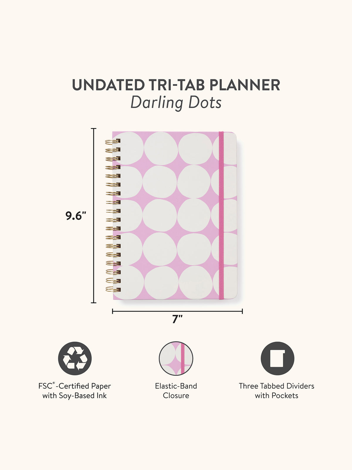 Darling Dots Undated Tri-Tab Planner