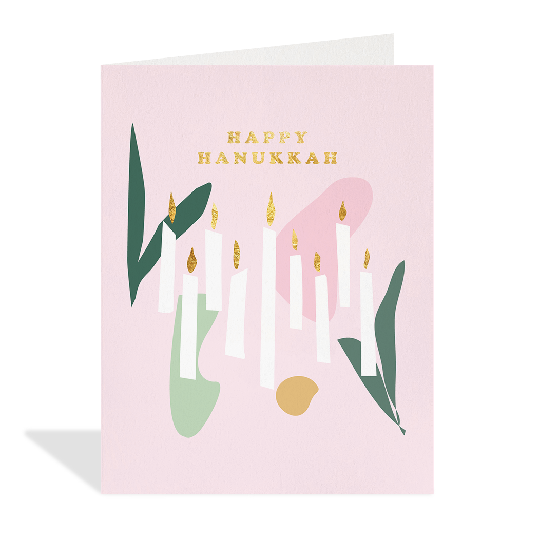 Hanukkah Candles on Pink Card