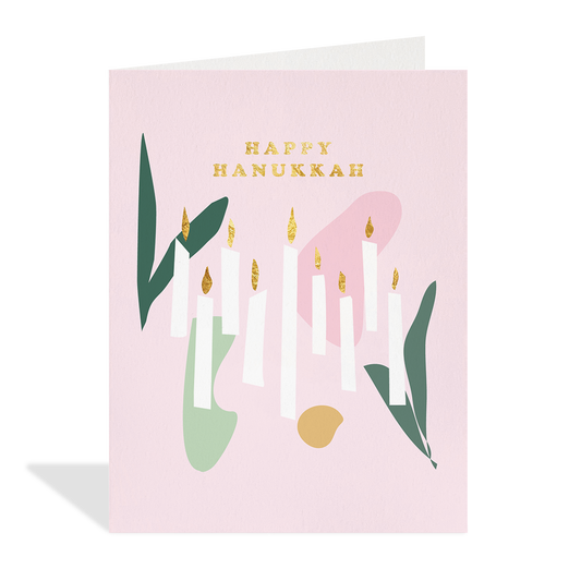 Hanukkah Candles on Pink Card