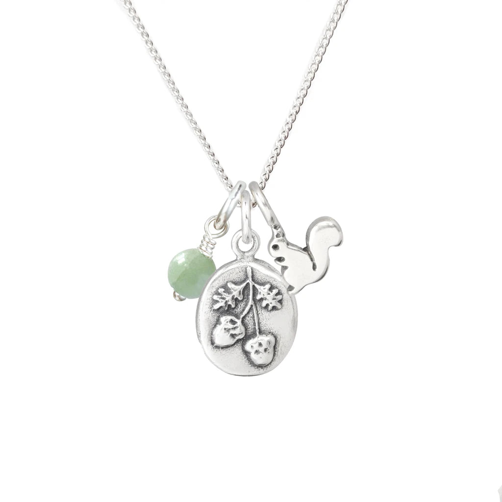 Acorn + Squirrel Charm Necklace