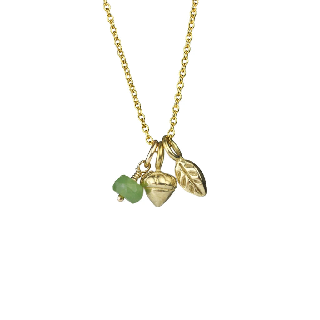 Acorn + Leaf Cluster Charm Necklace