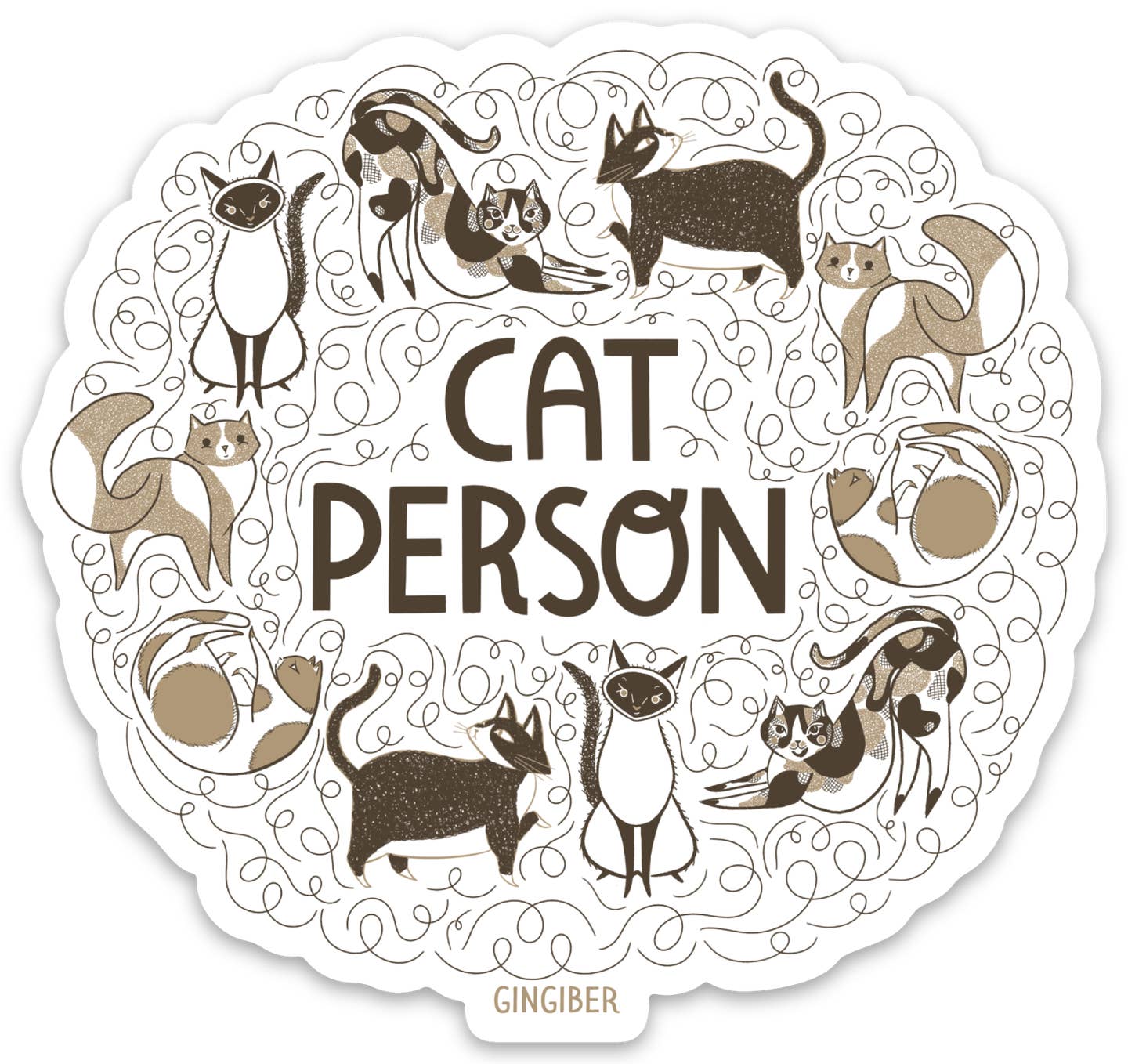 Cat Person Wreath Sticker