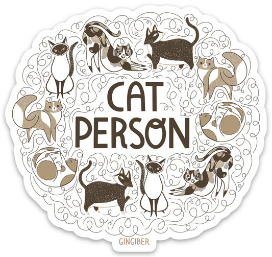 Cat Person Wreath Sticker
