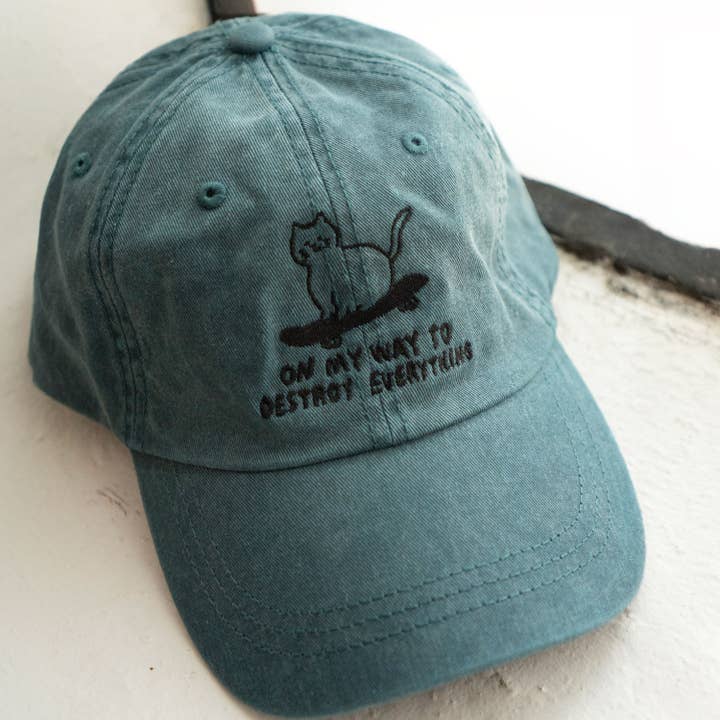SK8 Cat Embroidered Dad Hat