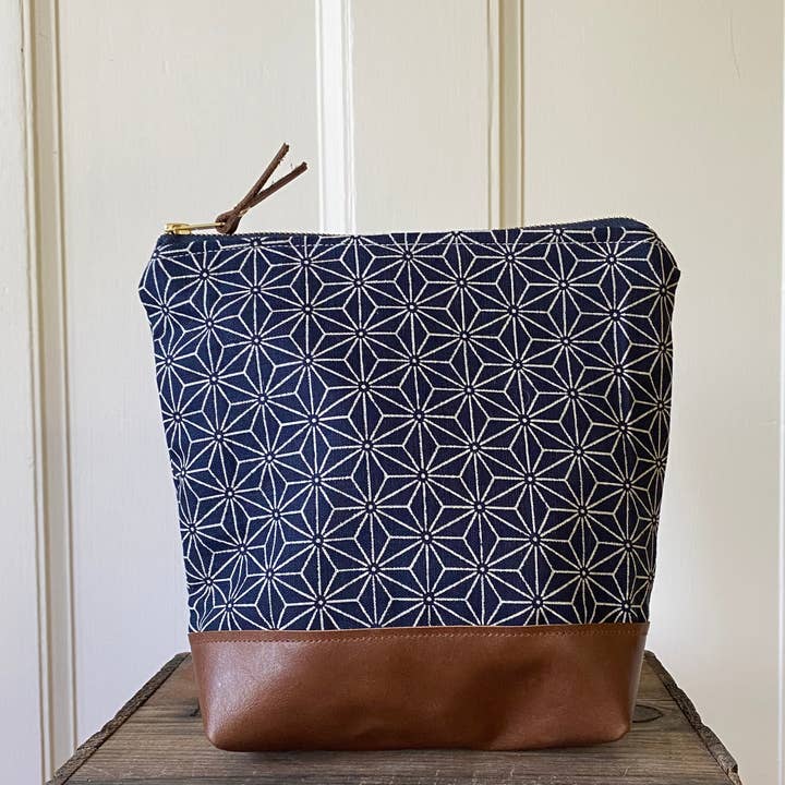 Geometric Geometry Indigo Pouch