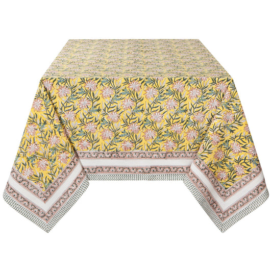 Clematis Block Print Tablecloth