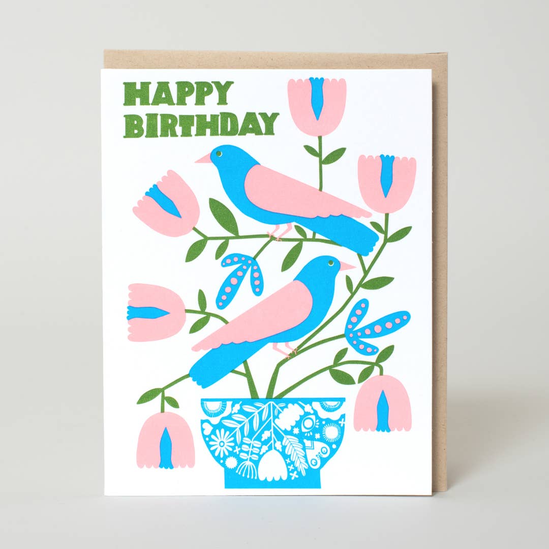Nordic Birds Birthday Card