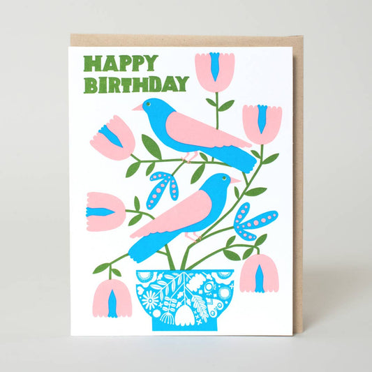 Nordic Birds Birthday Card