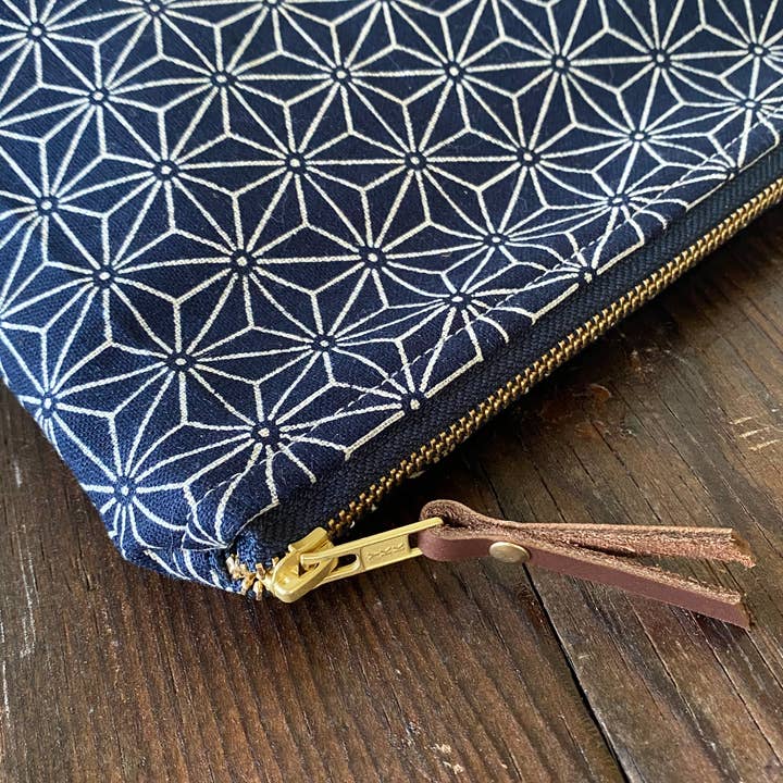 Geometric Geometry Indigo Pouch