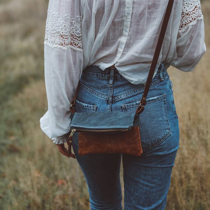 Grey Canvas Crossbody Bag
