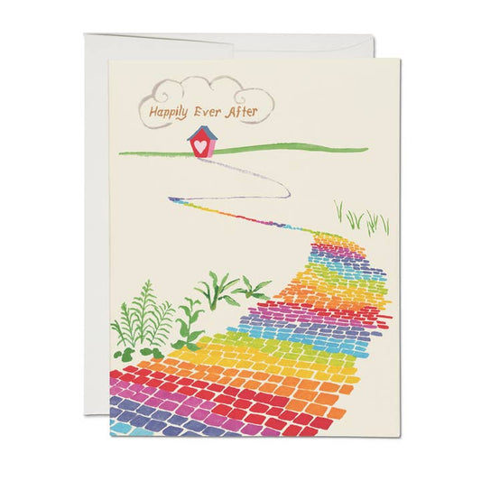 Rainbow Brick Road Wedding Card