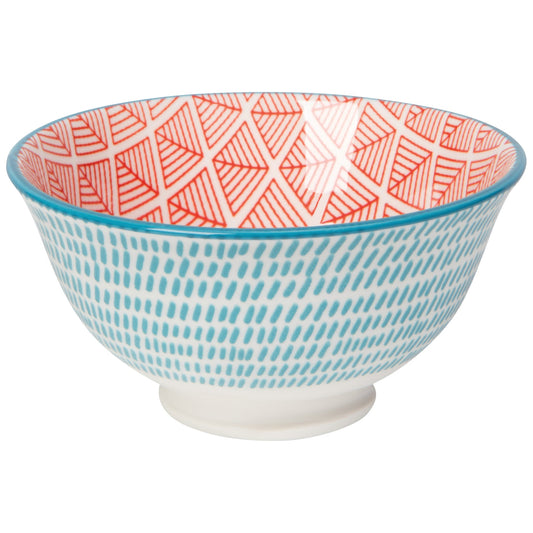 Red Blue Stamped Bowl