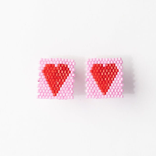 Kallie Heart Rectangle Beaded Earrings